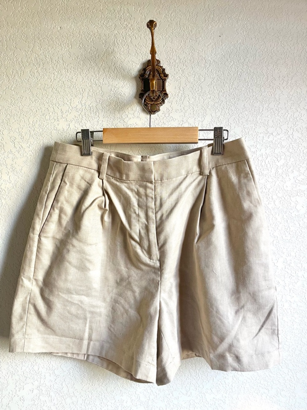 J. Crew Beige High-Rise Pleated Shorts